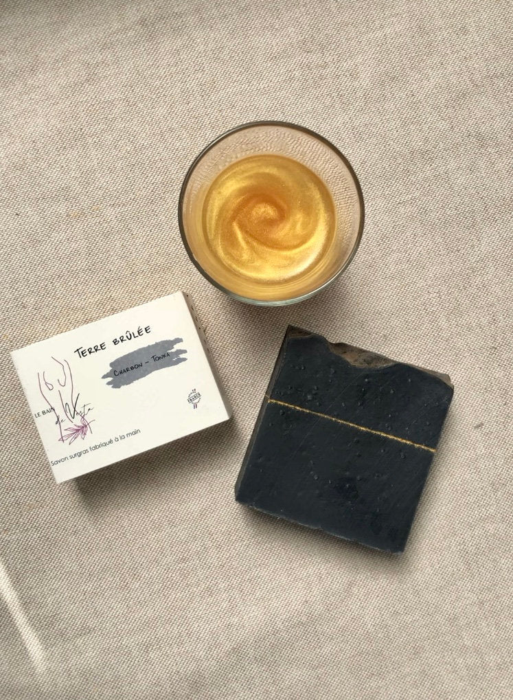 TERRE BRÛLÉE - Savon détox purifiant Charbon végétal et Tonka (tous types de peaux - peaux à tendance grasse et imperfections) - 100g