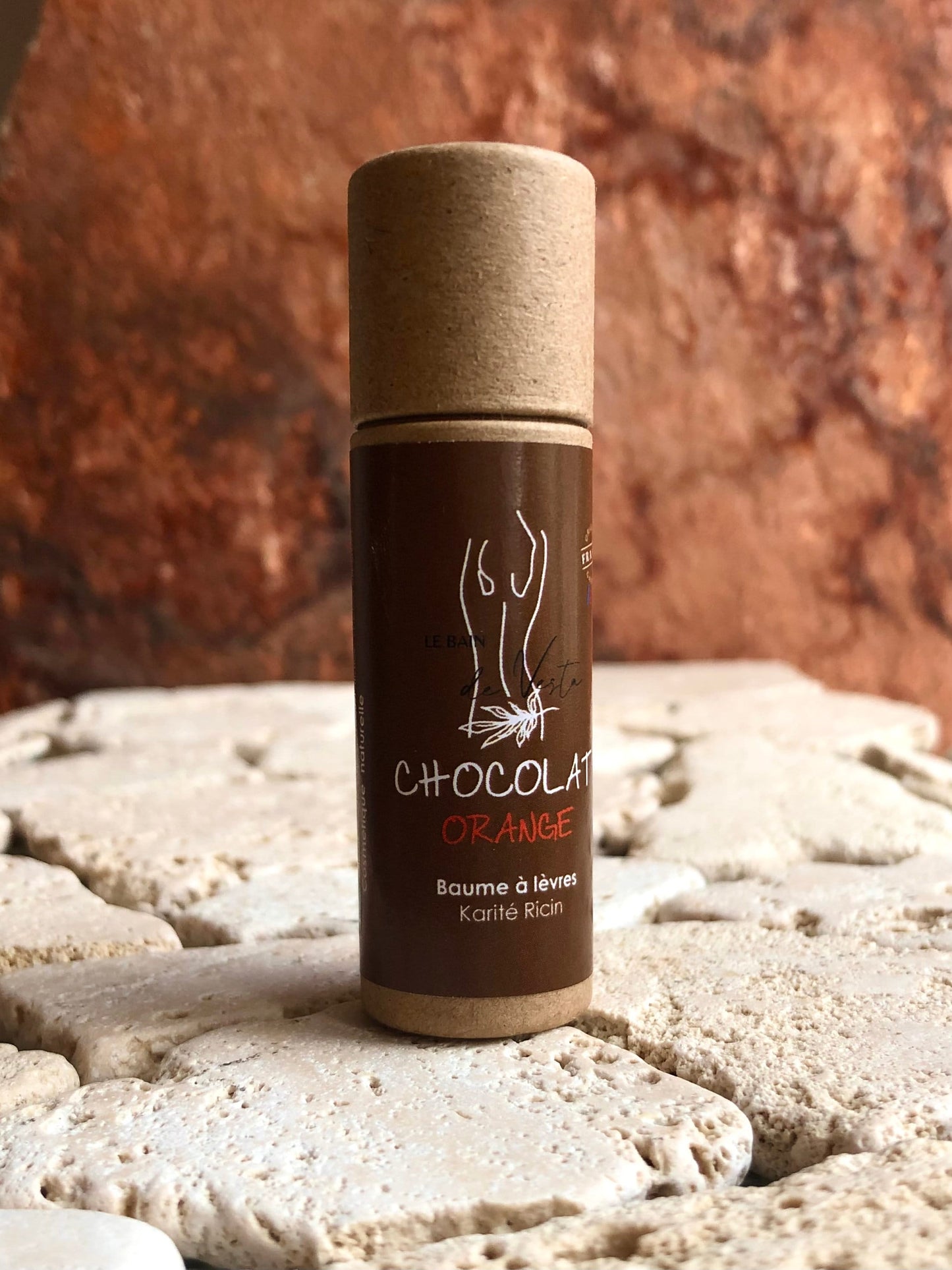 BAUME À LÈVRES - Baume à lèvres hydratant et naturel au karité et ricin (arôme chocolat/orange) - 10 g